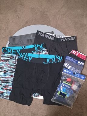Jockey Men's Boxer Briefs in Black, Aqua, Gray & Multicolor